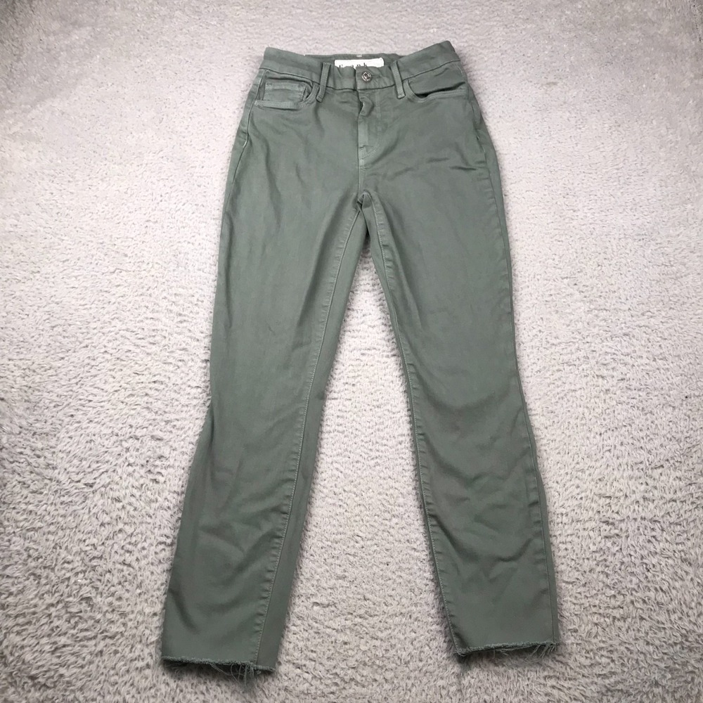 Frank‎ & Eileen Sligo Jeans Womens 26 (25x26) Green Skinny Fray Hem Crop Stretch
